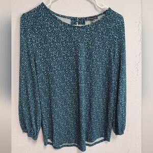 Adrianna Papell Teal and White Blouse